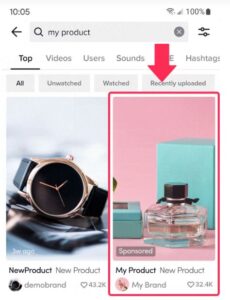 result tiktok search ads