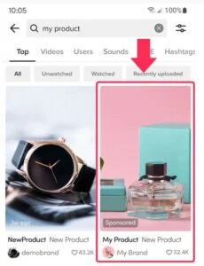 result tiktok search ads